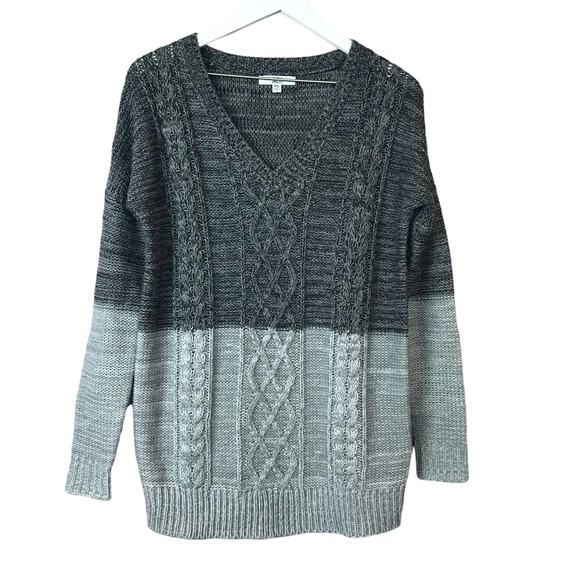Jack Ombre Grey Cable Knit Pullover Crewneck Sweatr Women Sz XS - Picture 1 of 4